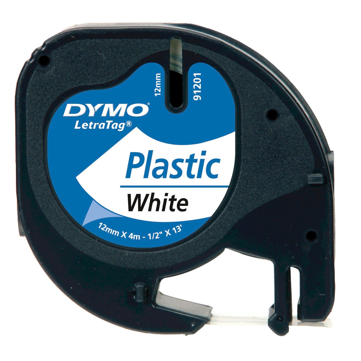 Dymo Letratag Plastic tape white 12mm x 4m            91221