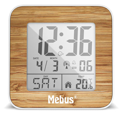 Mebus 27247 White/Wood Look Radio alarm clock digital