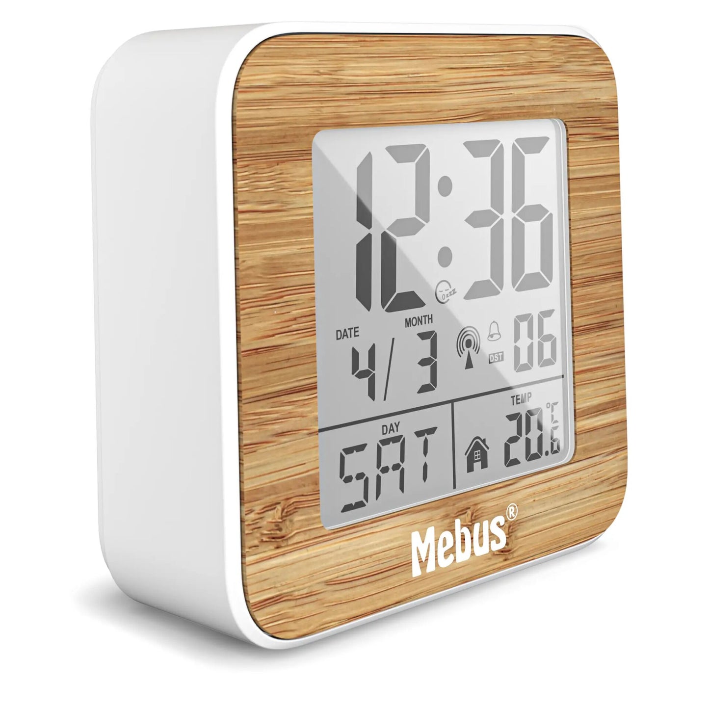 Mebus 27247 White/Wood Look Radio alarm clock digital