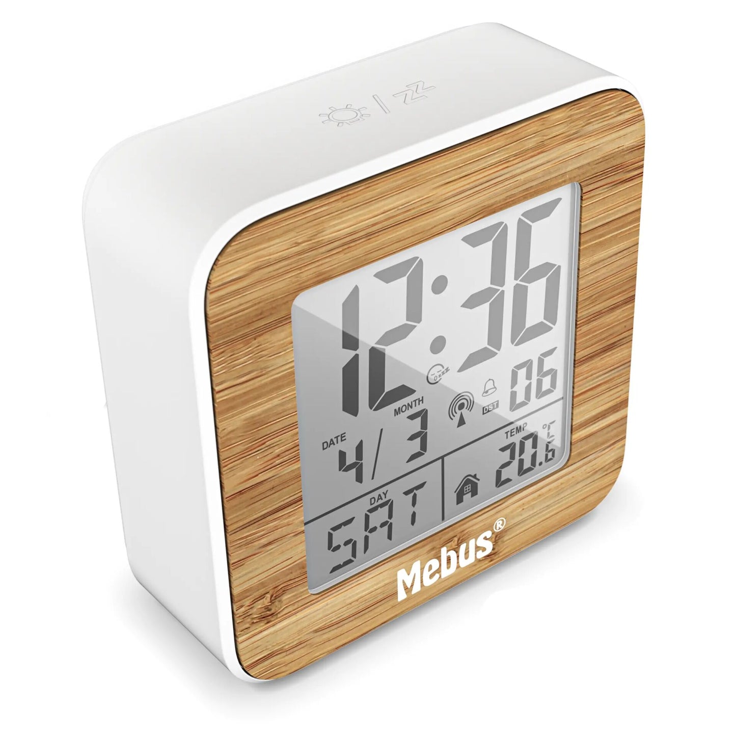 Mebus 27247 White/Wood Look Radio alarm clock digital
