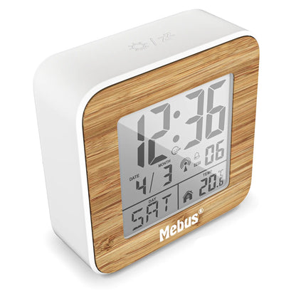Mebus 27247 White/Wood Look Radio alarm clock digital