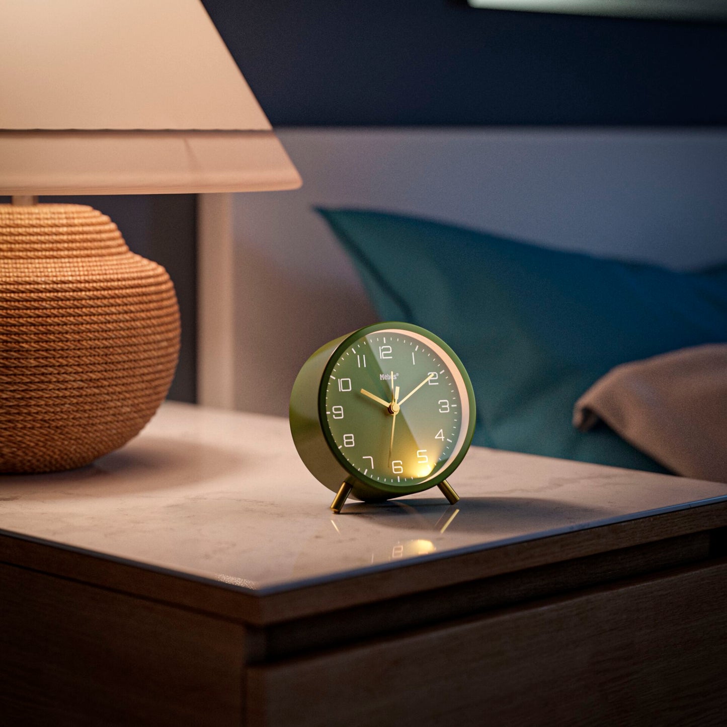 Mebus 56972 Olivgrün/Gold Quarzwecker