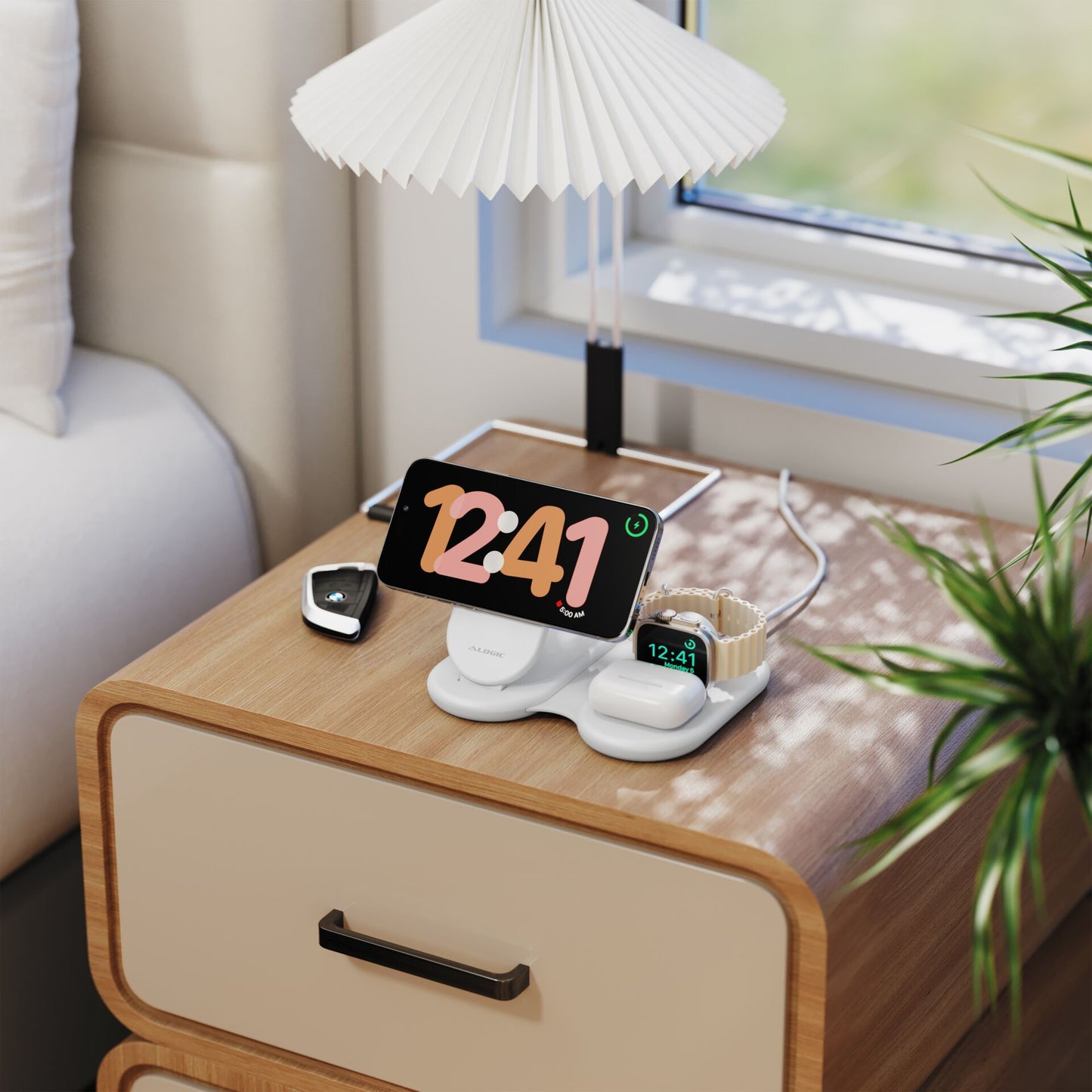 Alogic PackAway 3-in-1 Qi2 Wireless Charging Stand White