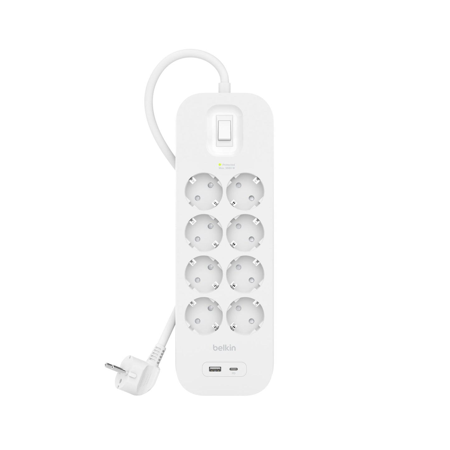 Belkin Surge Socket 8-fold + USB-A+C,900J,18W,2m SRB003vf2MV2
