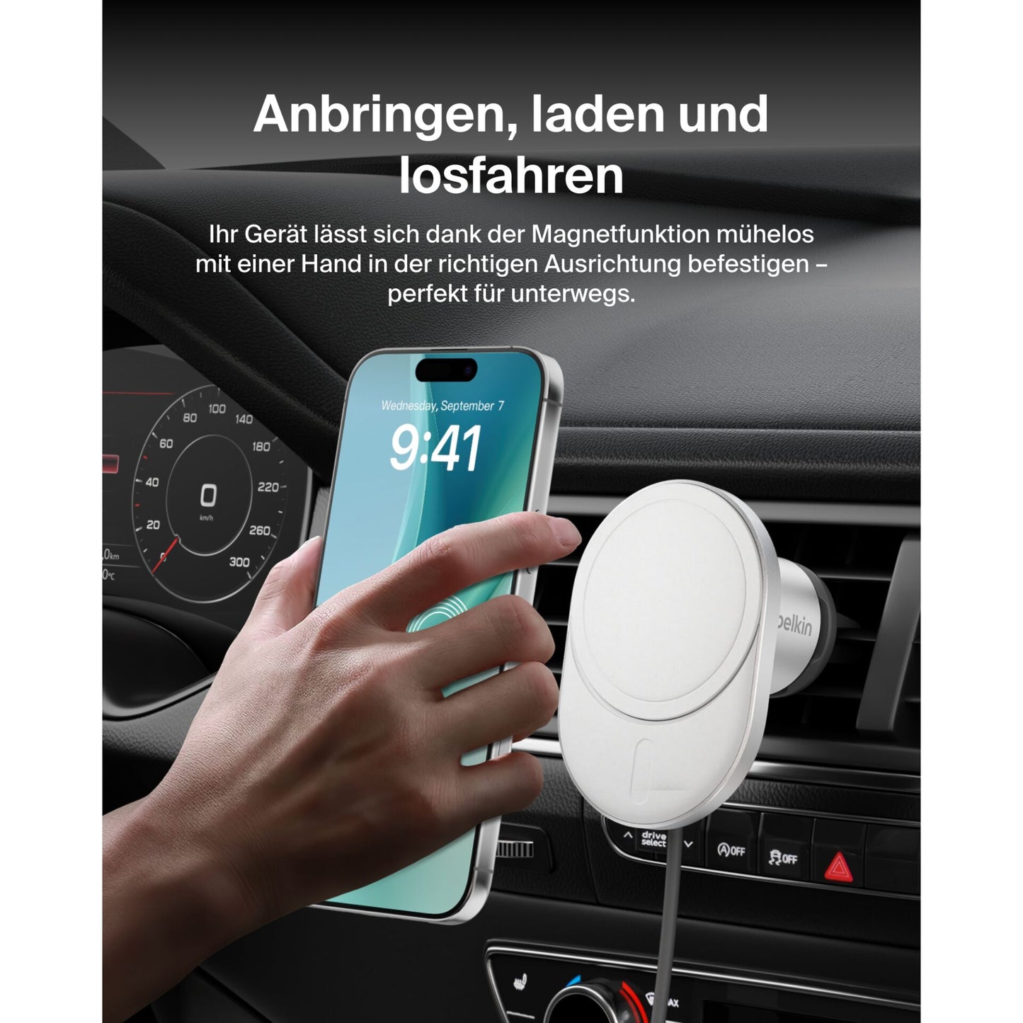 Belkin Magn.wireless Car Charger with Qi2(15W),incl.20W PowerSup.