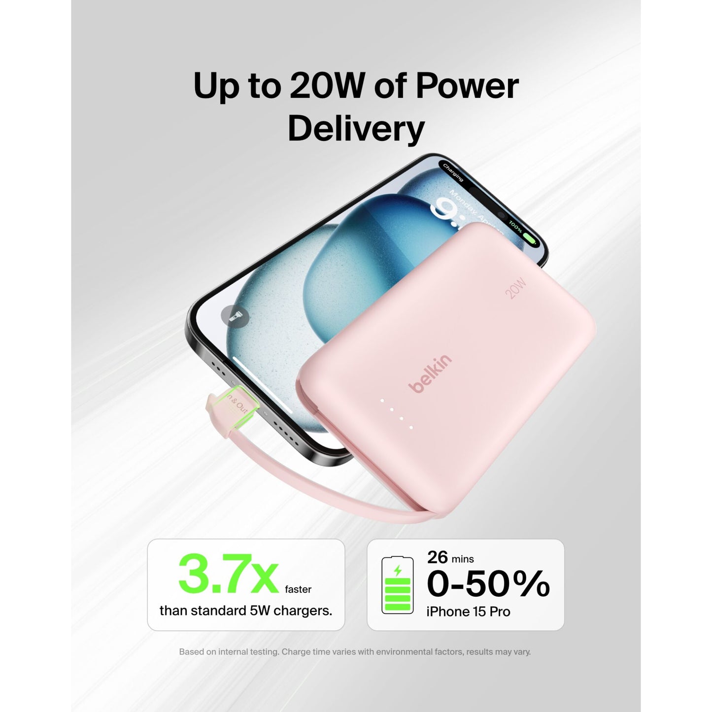 Belkin BOOST Charge Powerbk. 20W 10.000mAh USB-C pink BPB021hqPK