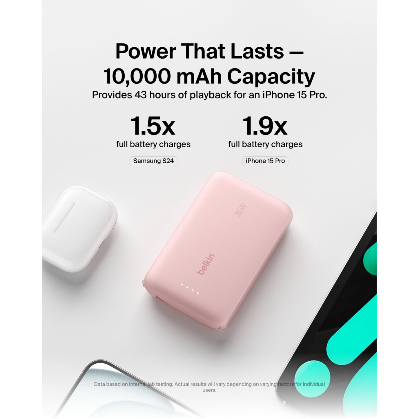 Belkin BOOST Charge Powerbk. 20W 10.000mAh USB-C pink BPB021hqPK