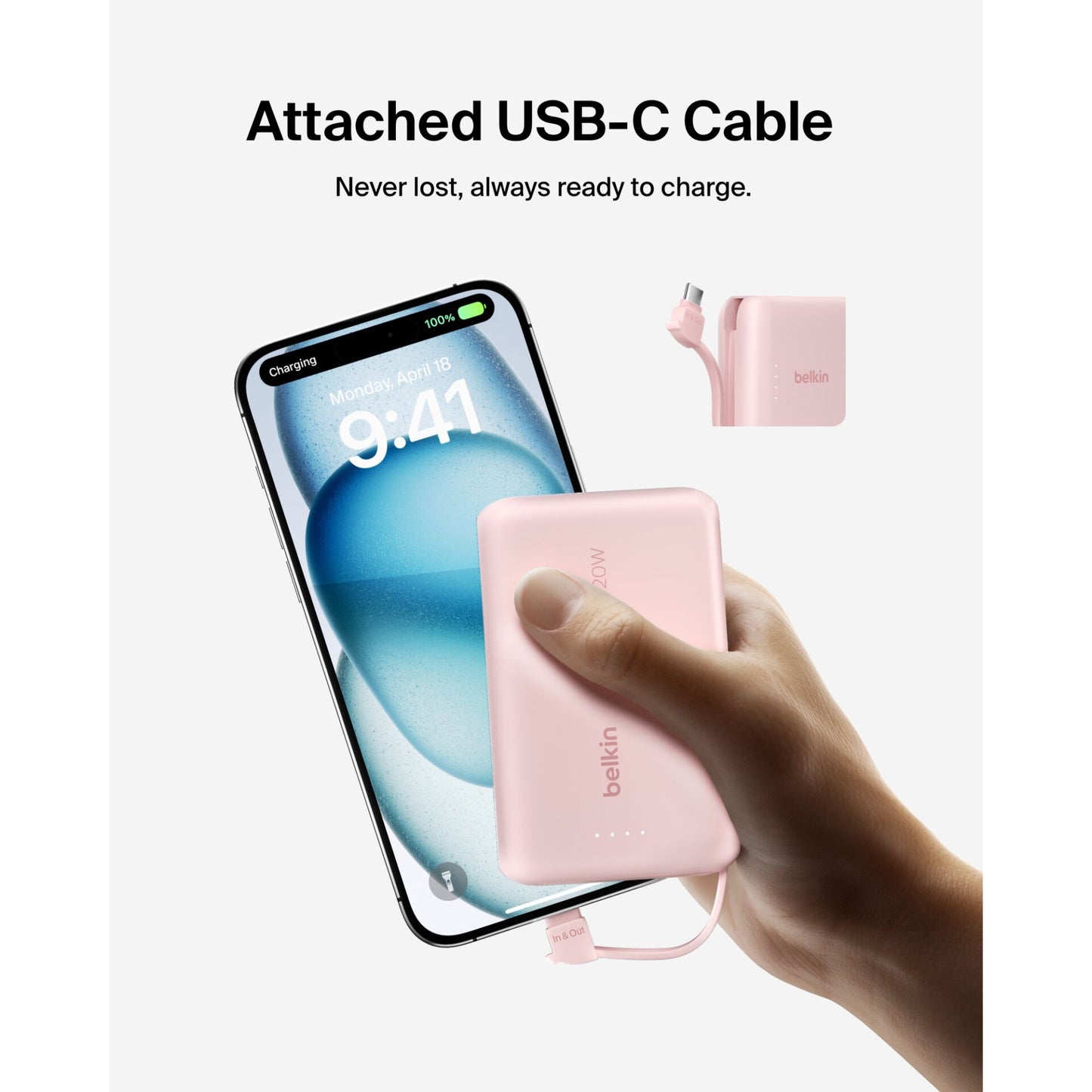 Belkin BOOST Charge Powerbk. 20W 10.000mAh USB-C pink BPB021hqPK