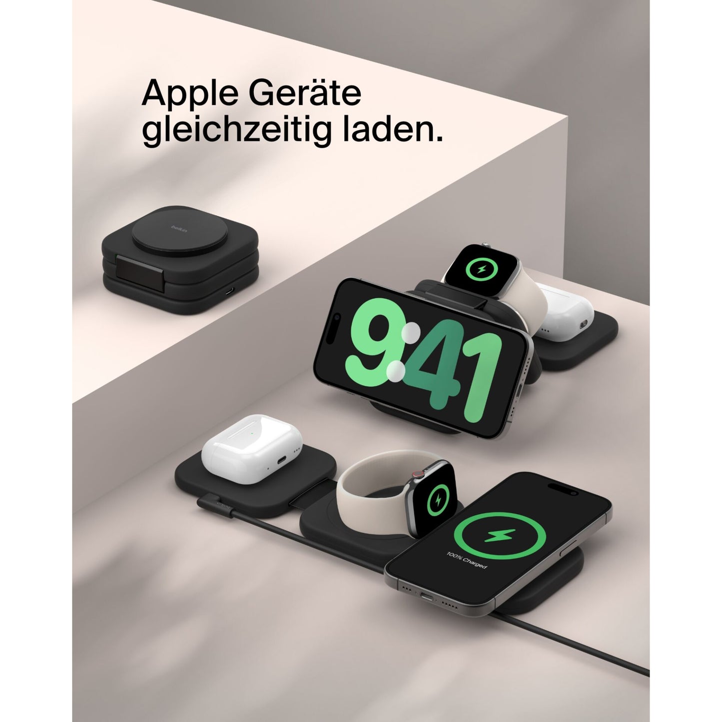 Belkin Boost Charge PRO Qi2 3in1 magn.Reiselade.+Tipps WIZ024hqBK