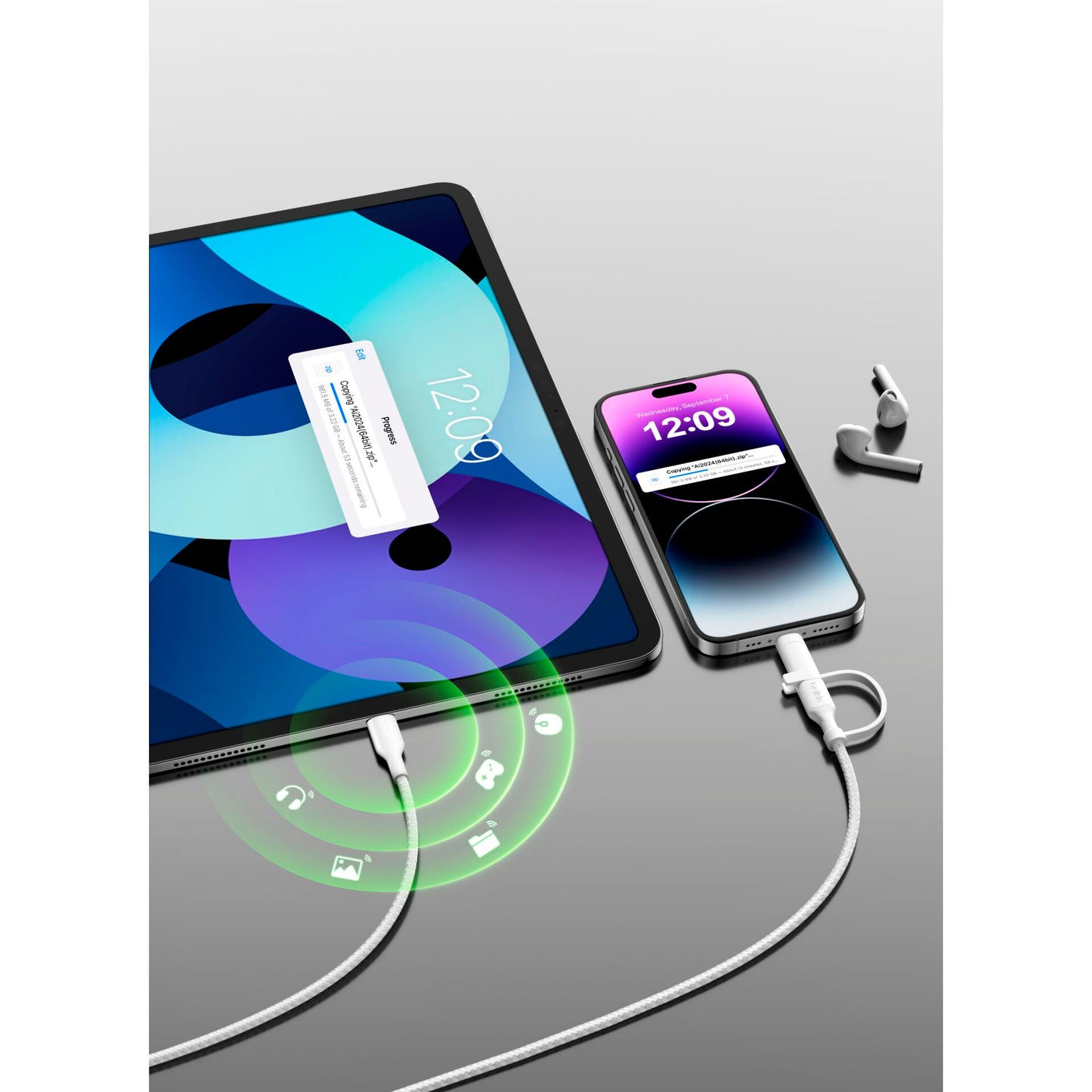 Belkin BOOST CHARGE 2-in-1 Cable USB-C/Lig.1,5m ws.CAC003hq1.5MWH