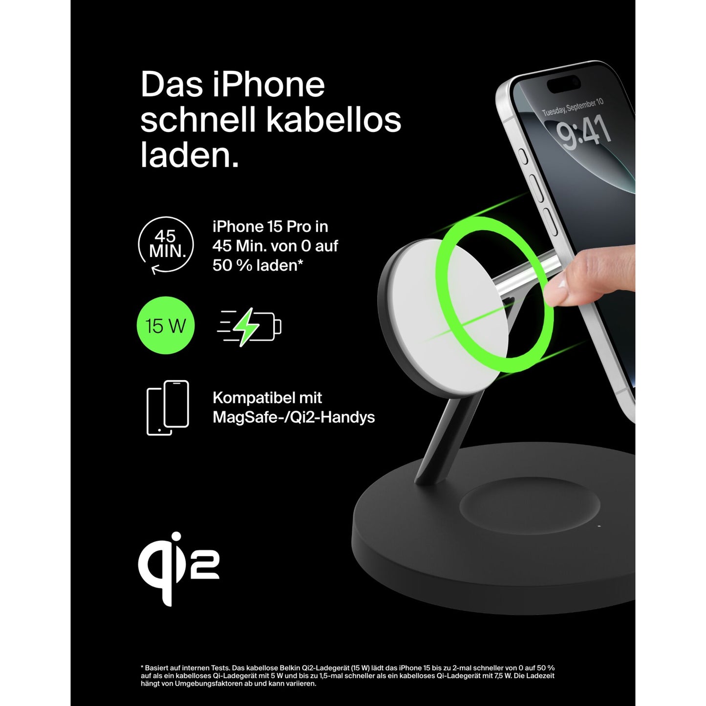 Belkin BOOST CHARGE PRO Qi2 3in1 magn.Charg.St.15W bl. WIZ032kqBK