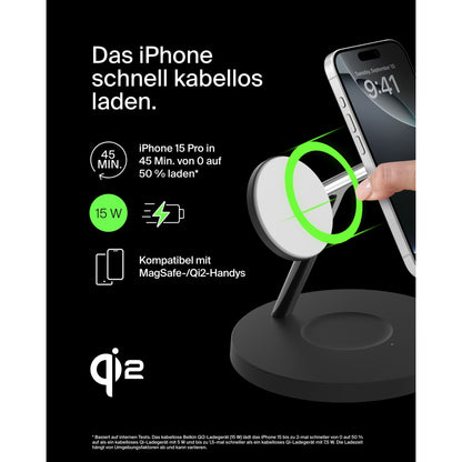 Belkin BOOST CHARGE PRO Qi2 3in1 magn.Charg.St.15W bl. WIZ032kqBK