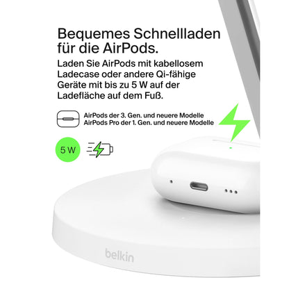 Belkin BOOST CHARGE PRO Qi2 3in1 magn.Charg.St.15W wh. WIZ032kqWH