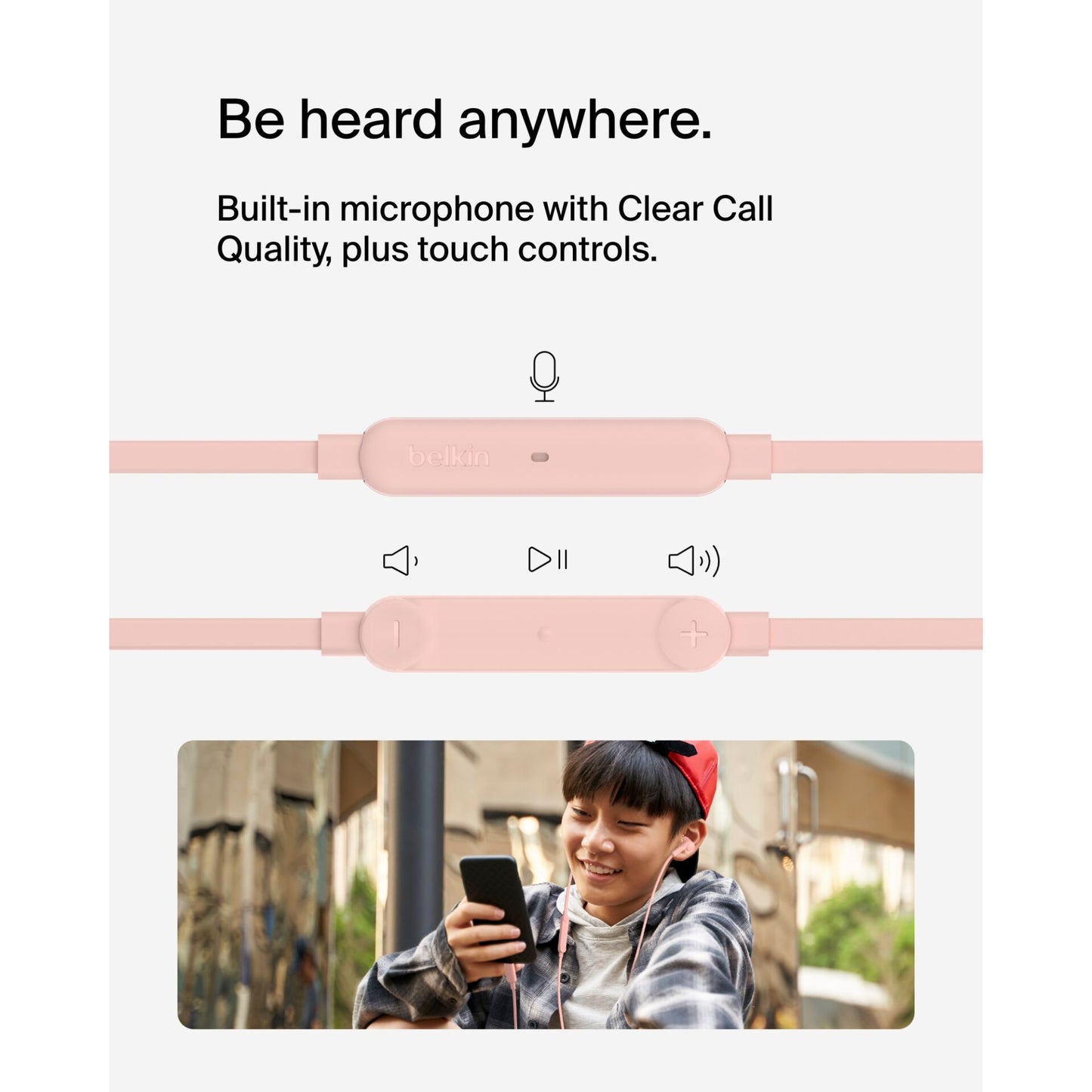 Belkin Rockstar InEar Headphones cabel, USB-C, pink G3H0002hqPKV2