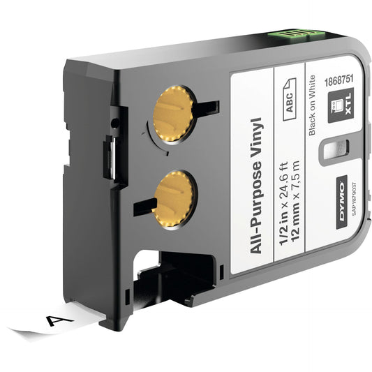 Dymo XTL All Purpose Tape Vinyl 12 mm x 7 m black to white