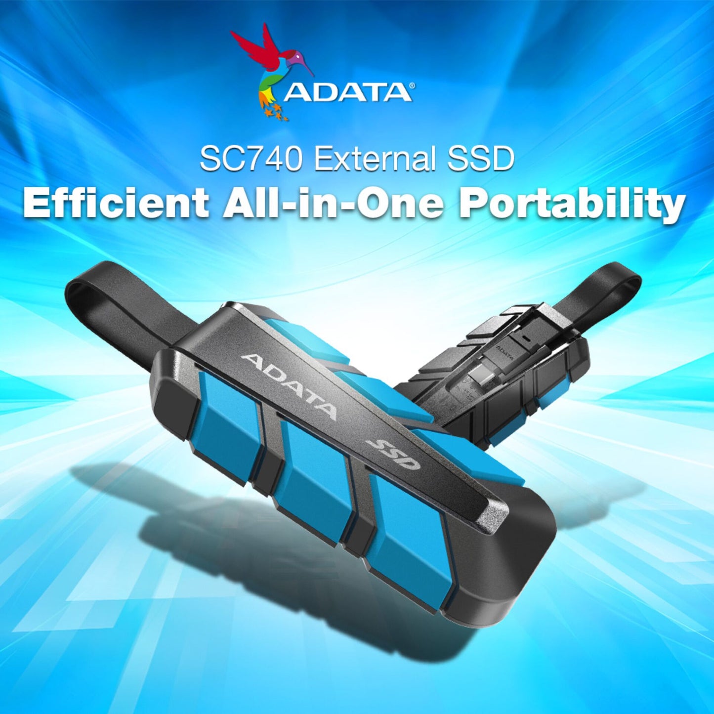 ADATA Externe SSD SC740      1TB Plug&Go blue 1050/1000  MIL.STD