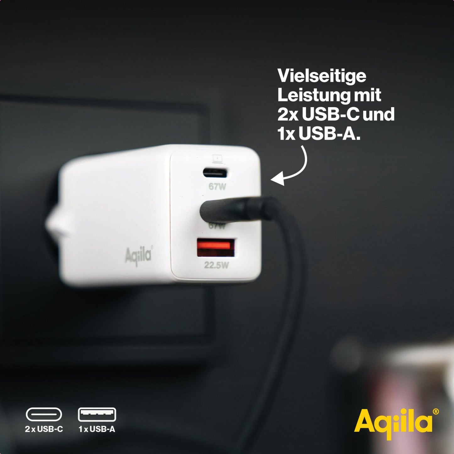 Aqiila Chargebird W3 65W 2x USB-C 1x USB-A