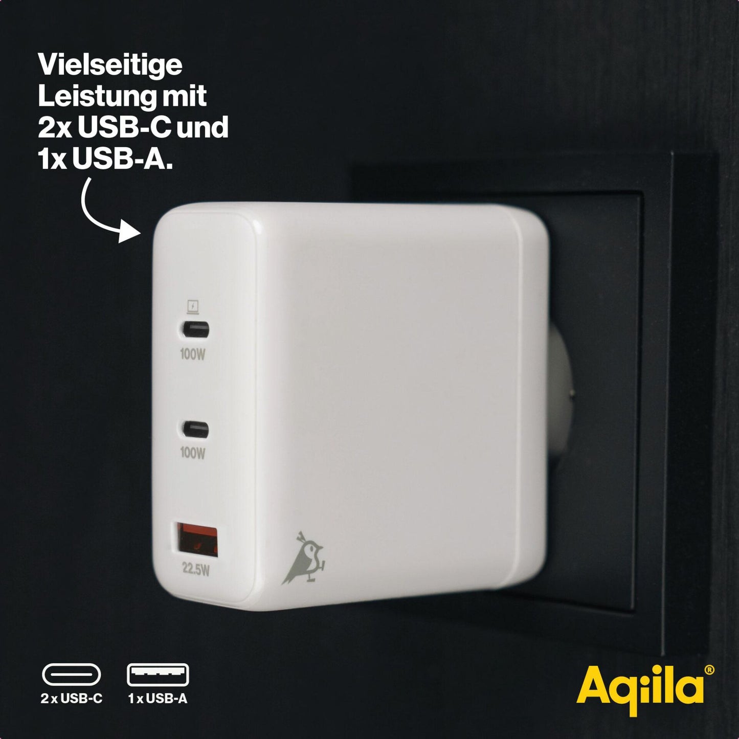 Aqiila Chargebird W4 120W 2x USB-C 1x USB-A