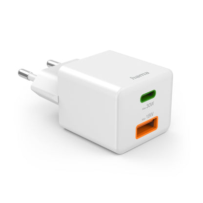 Hama Mini-Schnellladegrät PD 35W 1xUSB-C/1xUSB-A weiß      201992