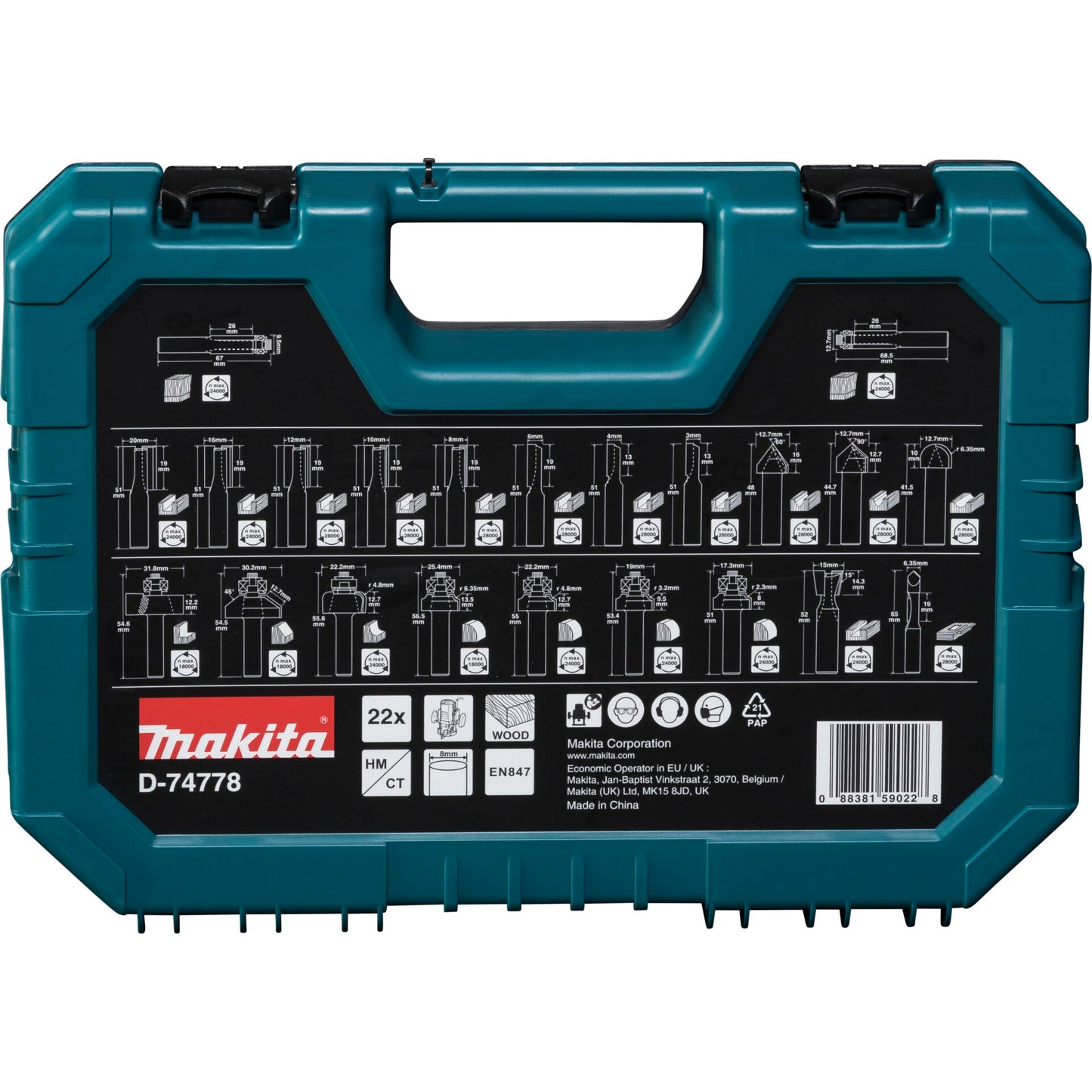 Makita Fräser-Set 8mm 22Stk