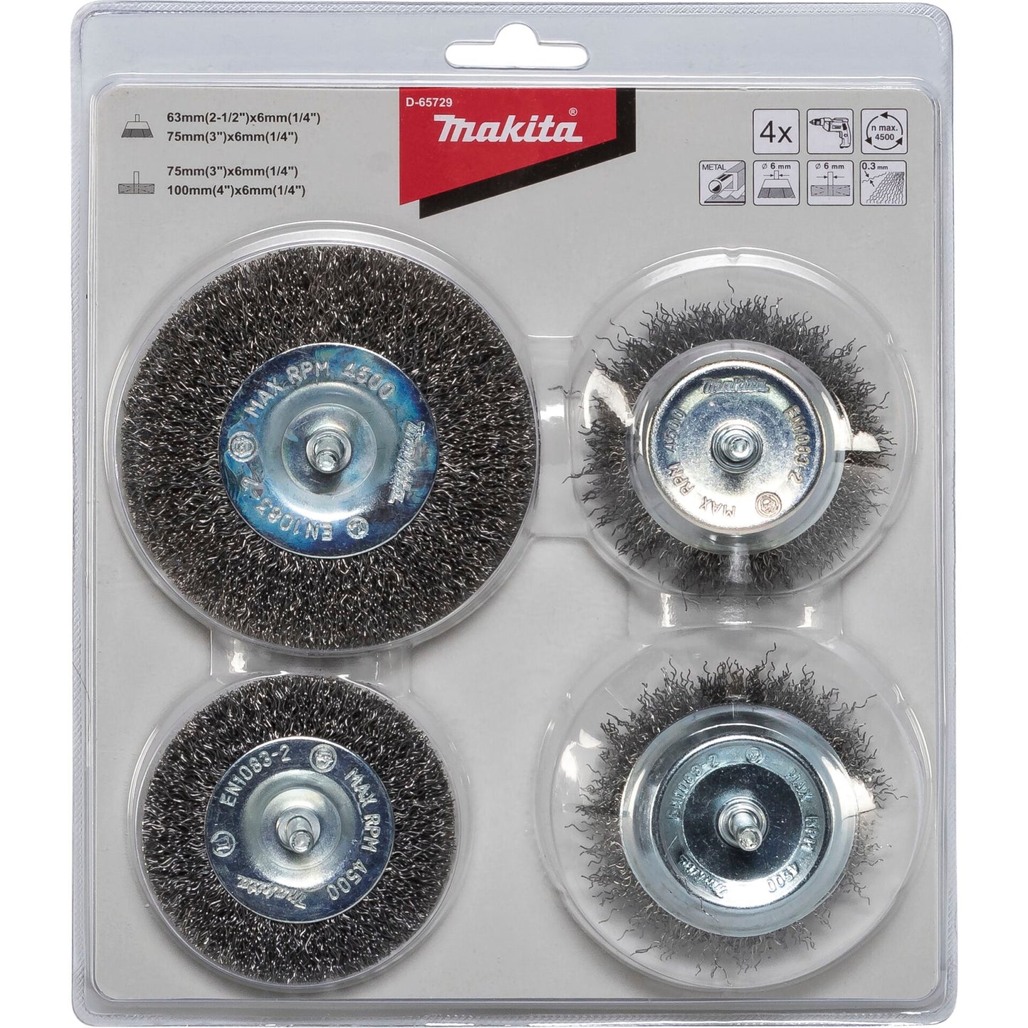 Makita Rundbürsten-Set 4tlg. Stahl