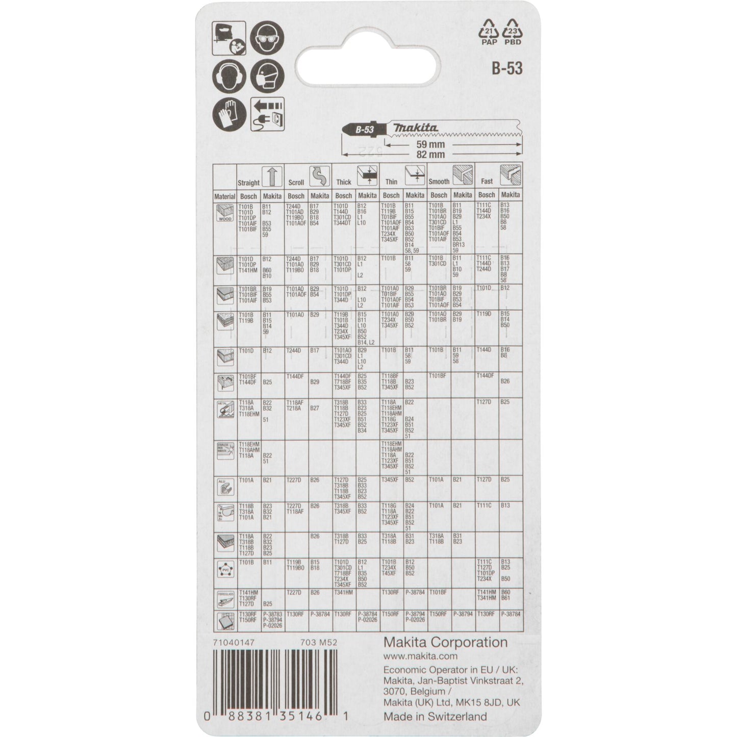 Makita Stichsägeblatt B-53 Laminat