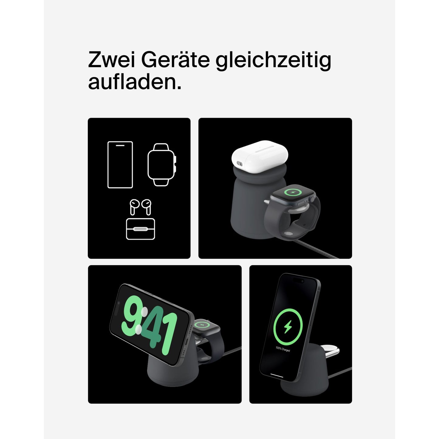 Belkin BOOST Charge PRO 15W mag. Lad.Qi2 2in1 dklgrau WIZ027vfH36