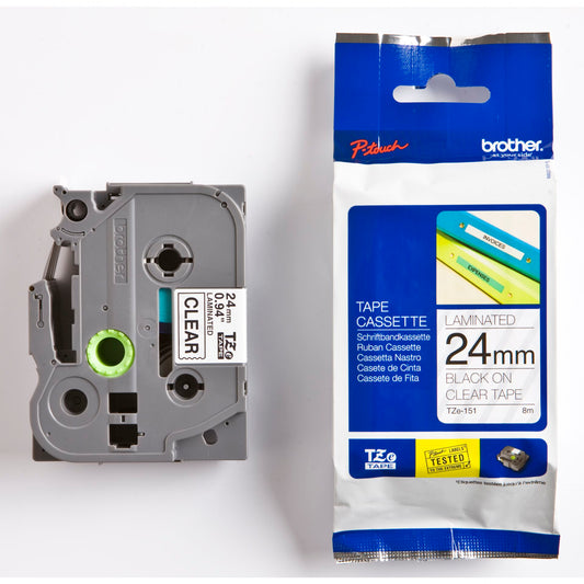 Brother labelling tape TZE-151 black on transparent    24 mm