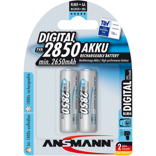 1x2 Ansmann NiMH rech. battery 2850 Mignon AA 2650 mAh DIGITAL