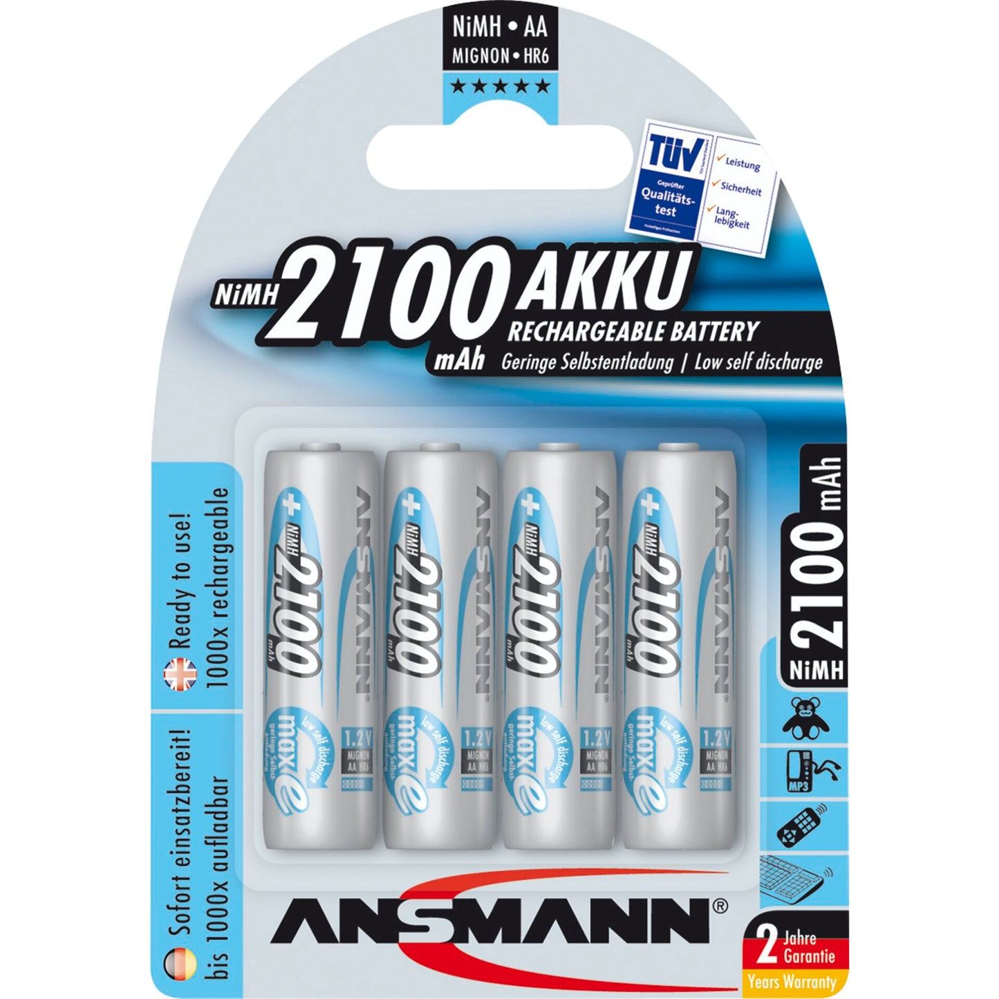 1x4 Ansmann maxE NiMH rech.bat. Mignon AA 2100 mAh       5035052