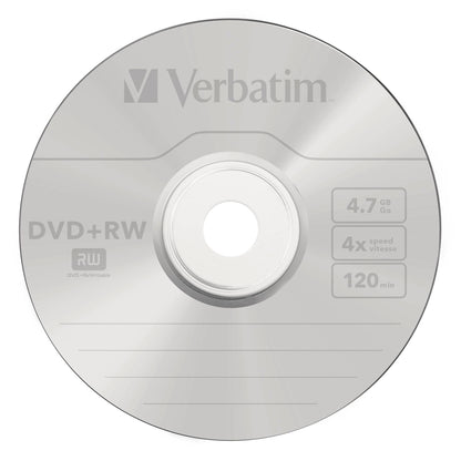 1x5 Verbatim DVD+RW 4,7GB 4x Speed, matt silver Jewel Case