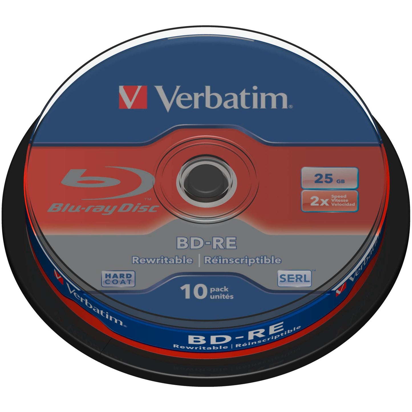 1x10 Verbatim BD-RE Blu-Ray 25GB 2x Speed, Cakebox