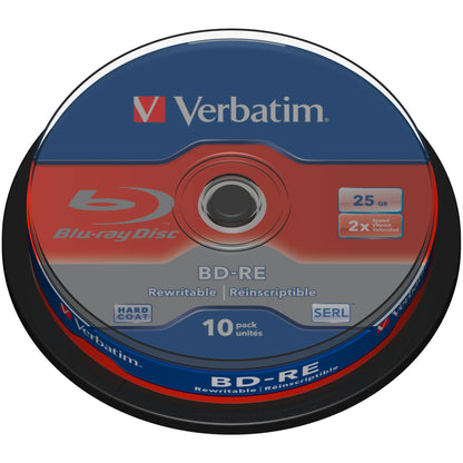 1x10 Verbatim BD-RE Blu-Ray 25GB 2x Speed, Cakebox