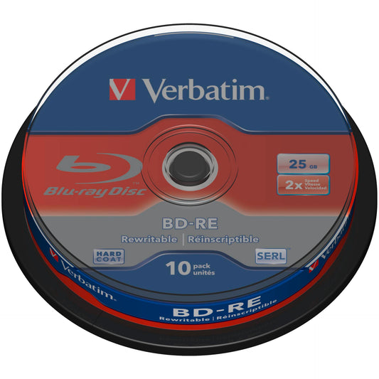 1x10 Verbatim BD-RE Blu-Ray 25GB 2x Speed, Cakebox