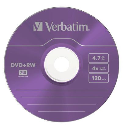 1x5 Verbatim DVD+RW 4,7GB 4x Speed Colour Surface Slimcase