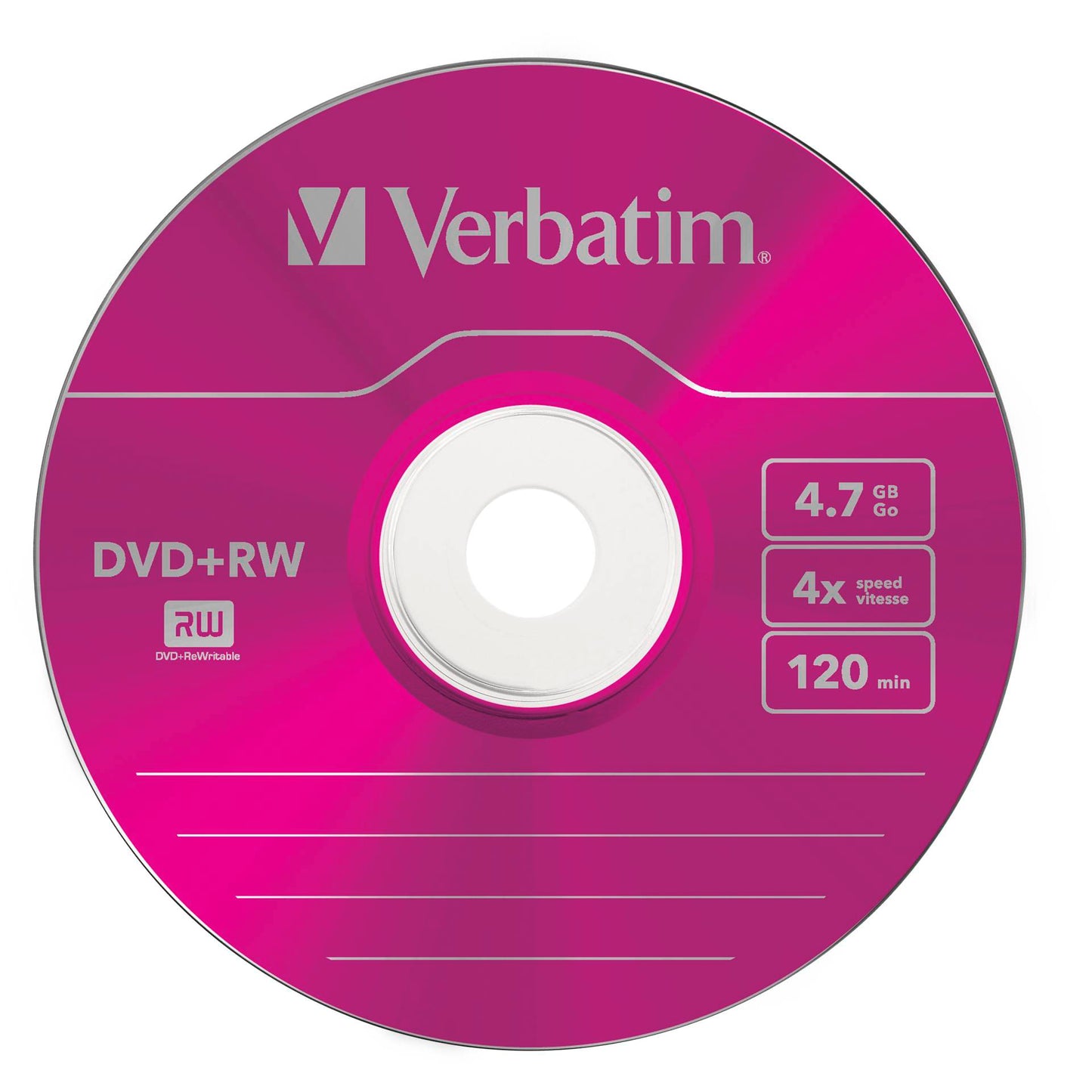 1x5 Verbatim DVD+RW 4,7GB 4x Speed Colour Surface Slimcase