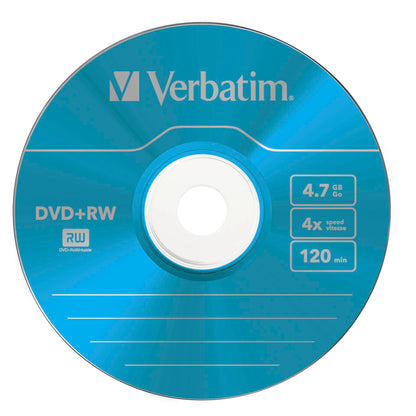 1x5 Verbatim DVD+RW 4,7GB 4x Speed Colour Surface Slimcase