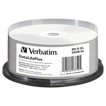 1x25 Verbatim BD-R Blu-Ray 50GB 6x Speed thermal printable CB