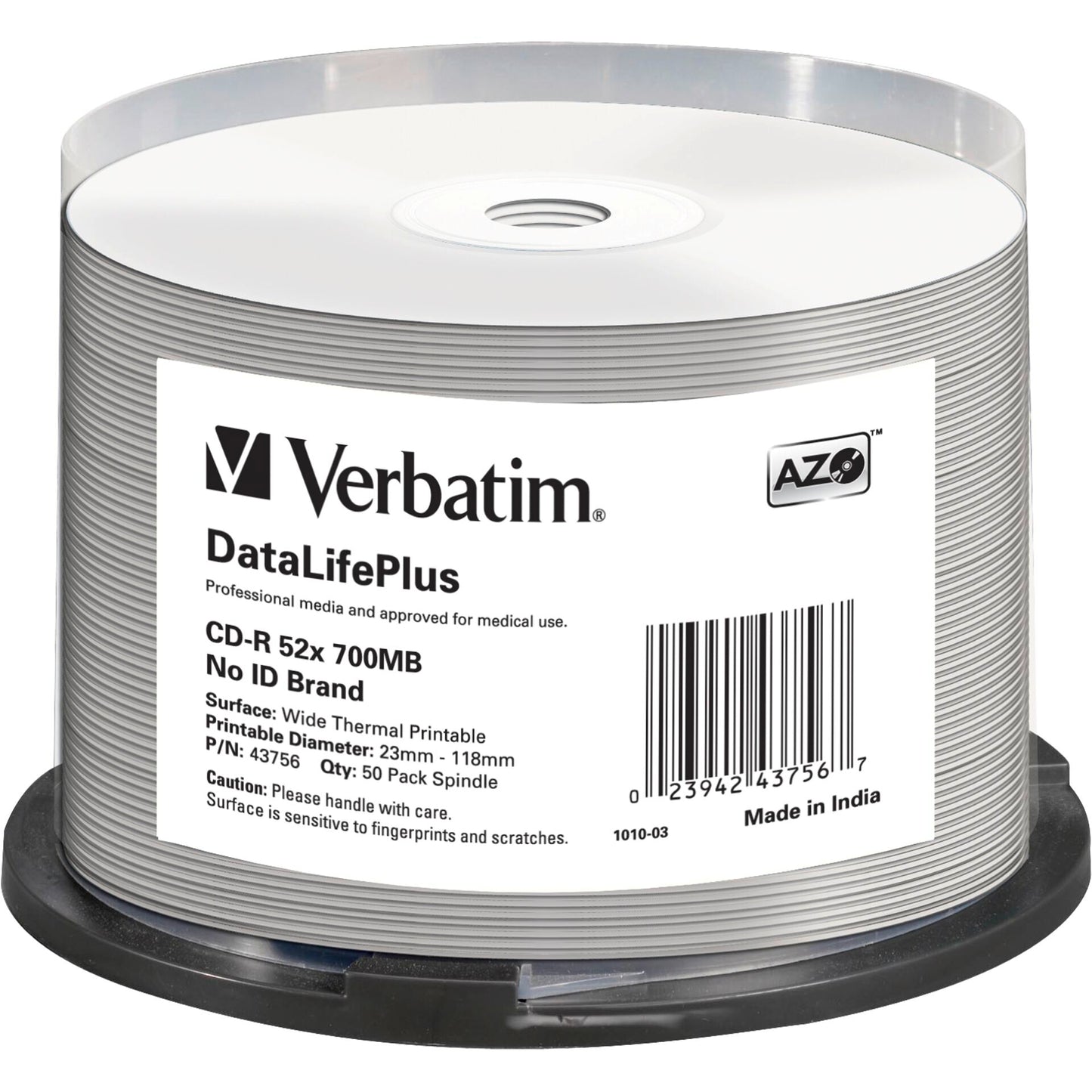 1x50 Verbatim CD-R 80 / 700MB 52x white wide thermal printable
