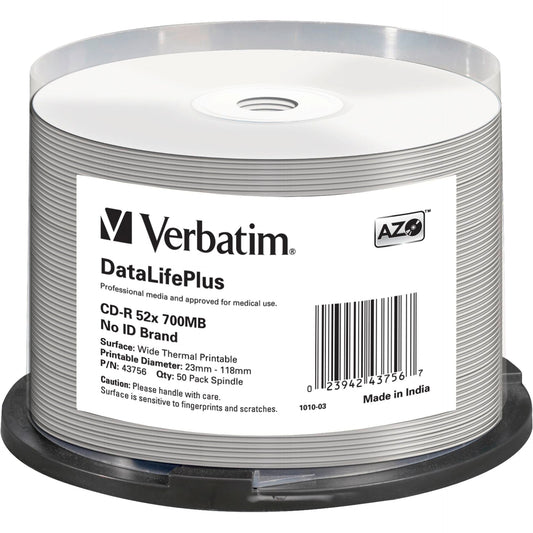 1x50 Verbatim CD-R 80 / 700MB 52x white wide thermal printable