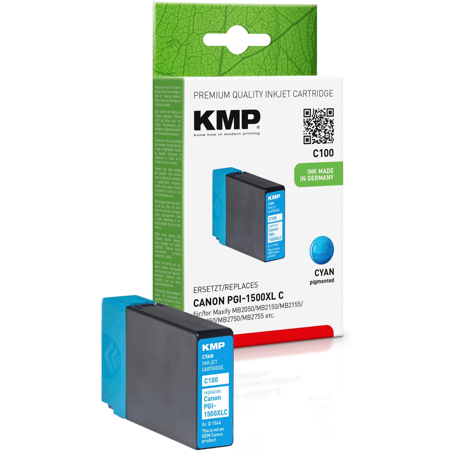 KMP C100 ink cartridge cyan compatible w.  Canon PGI-1500 XL