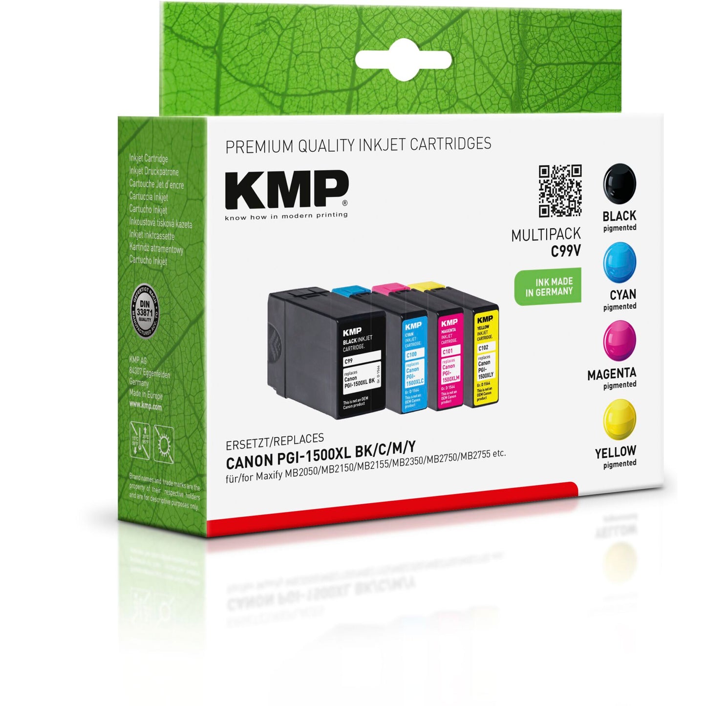 KMP C99V Multipack BK/C/M/Y compatible w.  Canon PGI-1500 XL