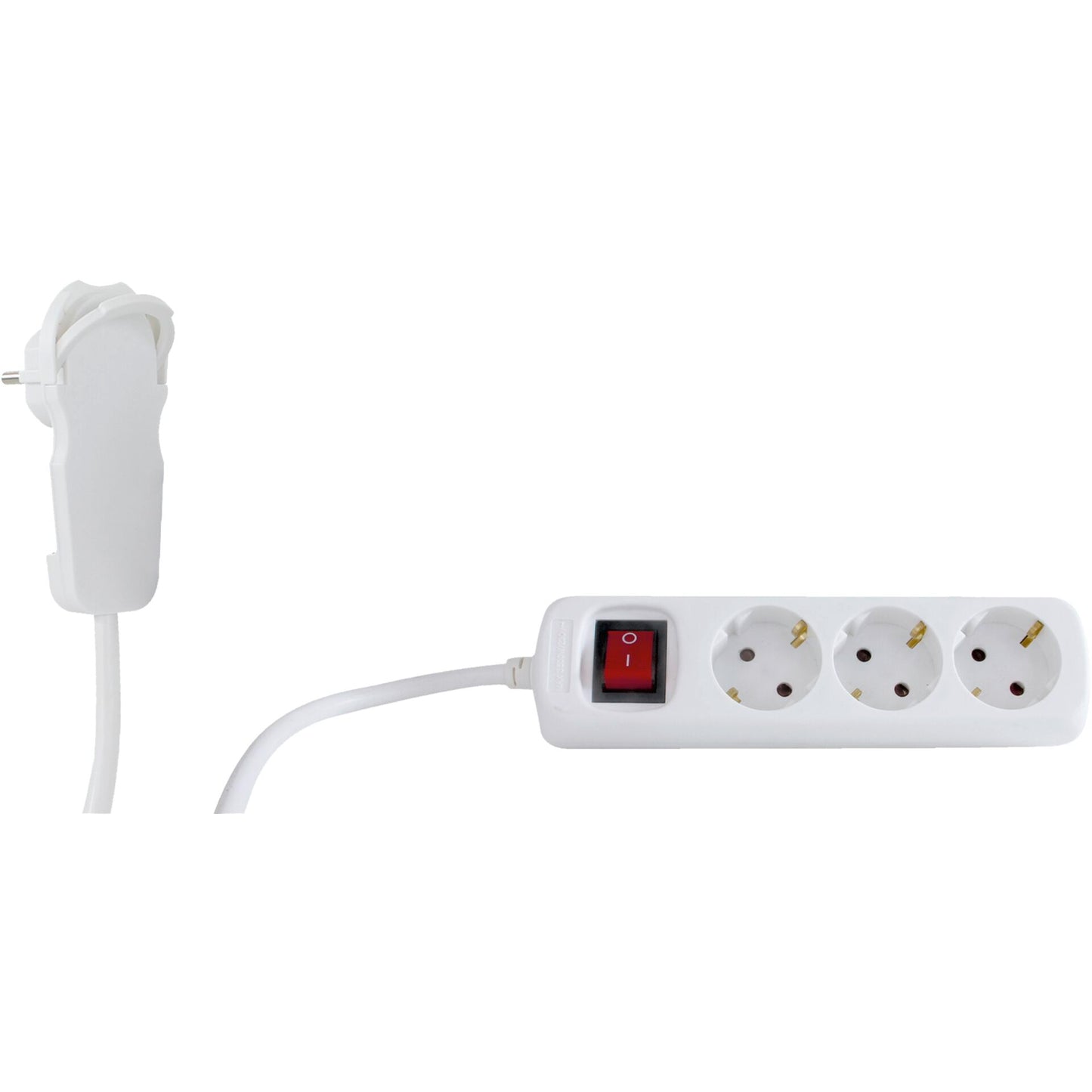 REV Multiple Socket Outlet 2m 3-fold Flat Plug w. switch white