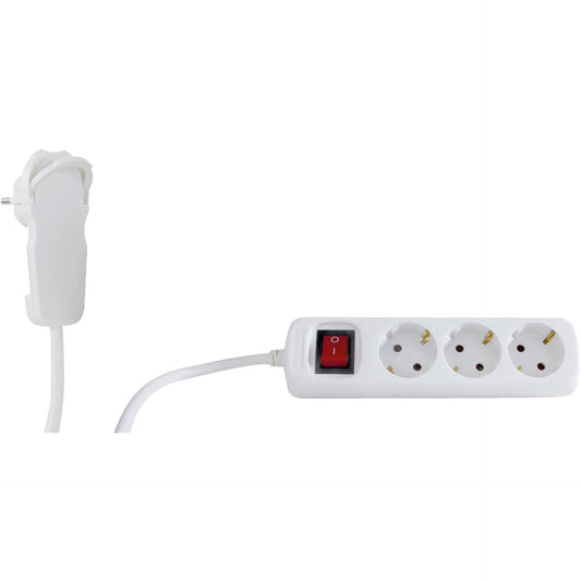REV Multiple Socket Outlet 2m 3-fold Flat Plug w. switch white