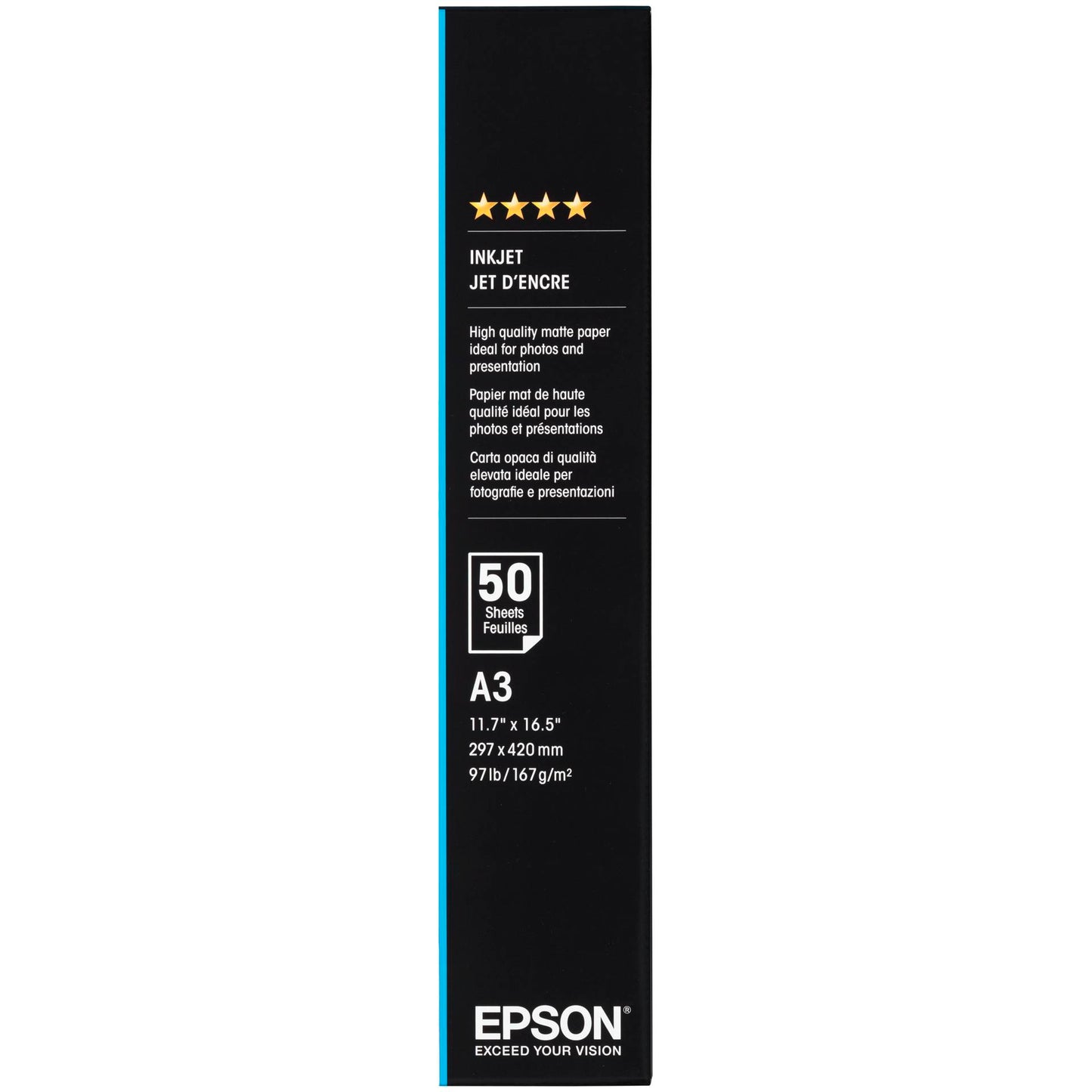 Epson Matte Paper - Heavy Weight A3, 50 Sheet, 167g    S041261