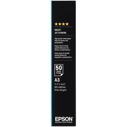 Epson Matte Paper - Heavy Weight A3, 50 Sheet, 167g    S041261