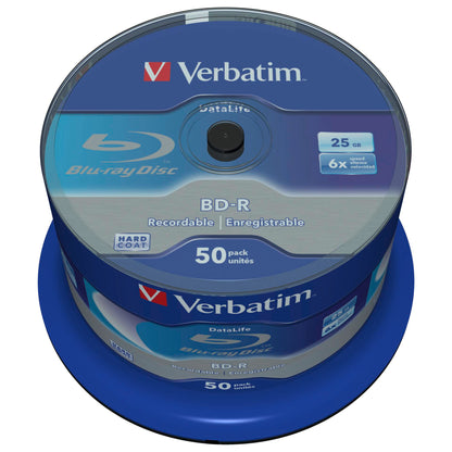 1x50 Verbatim BD-R Blu-Ray 25GB 6x Speed Datalife No-ID Cakebox