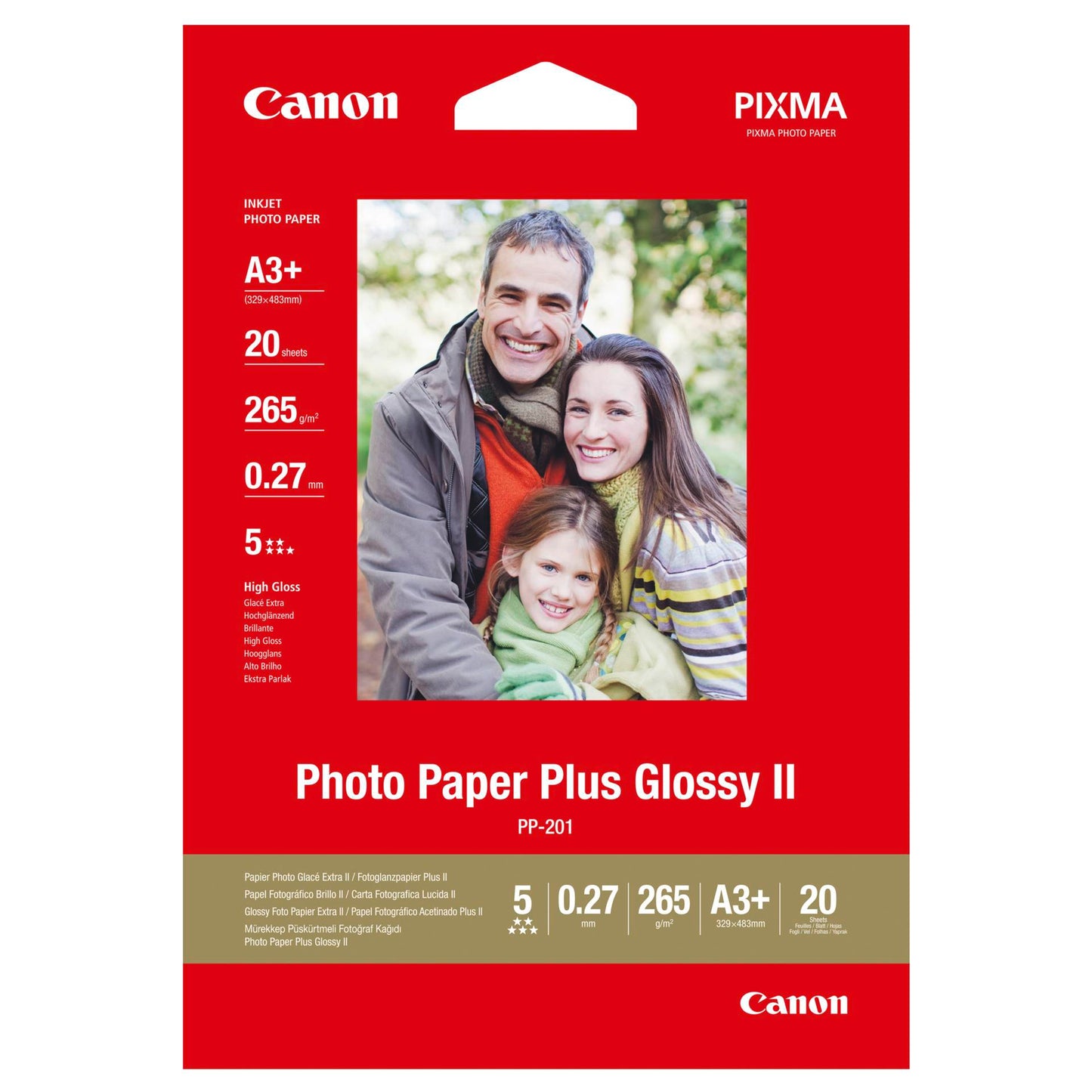 Canon PP-201 A 3+ 20 Sheet 265 g Photo Paper Plus Glossy II