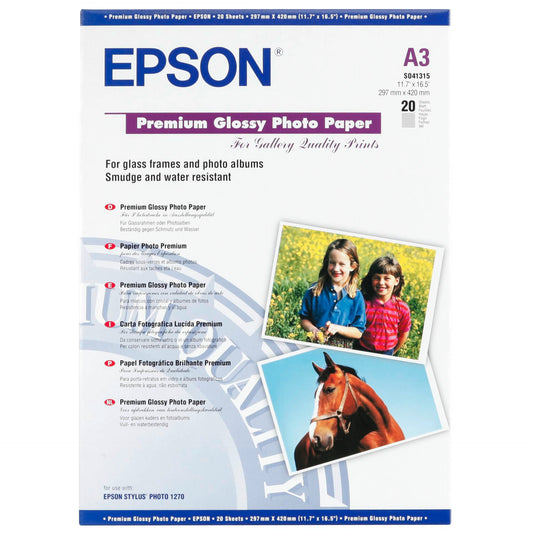 Epson Premium Glossy Photo Paper A3, 20 Sheet, 255g    S041315