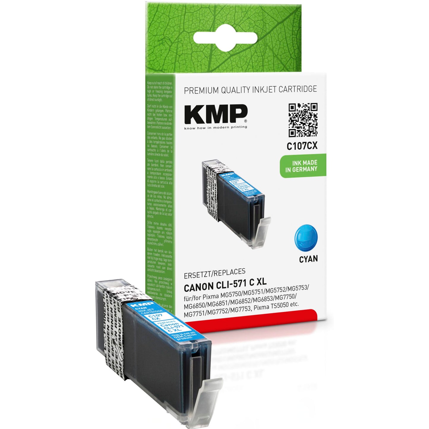 KMP C107CX ink cartridge cyan comp. with Canon CLI-571 XL C